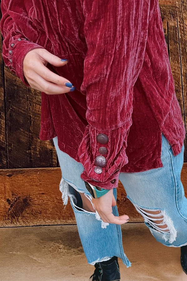 Cozy Pleated Velvet Sweatshirt