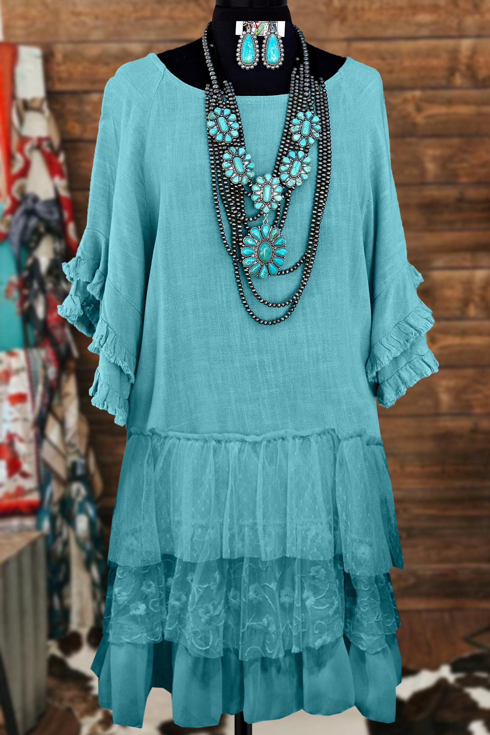 Classic Lace Patchwork Solid Color Dress