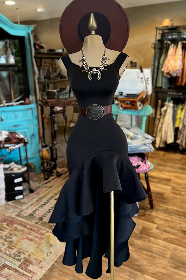 Women's dress | Elegant Sleeveless Hem Ruffled Dress |westernfeelings