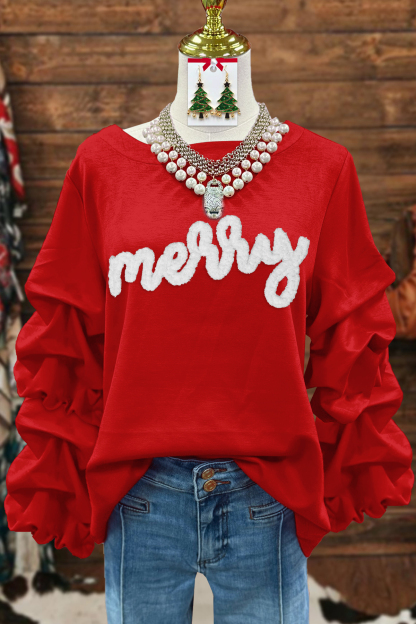 Merry Christmas Pleated Sweatshirt