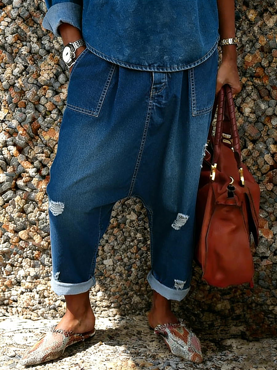 Women's Casual Ripped Pocket Jeans