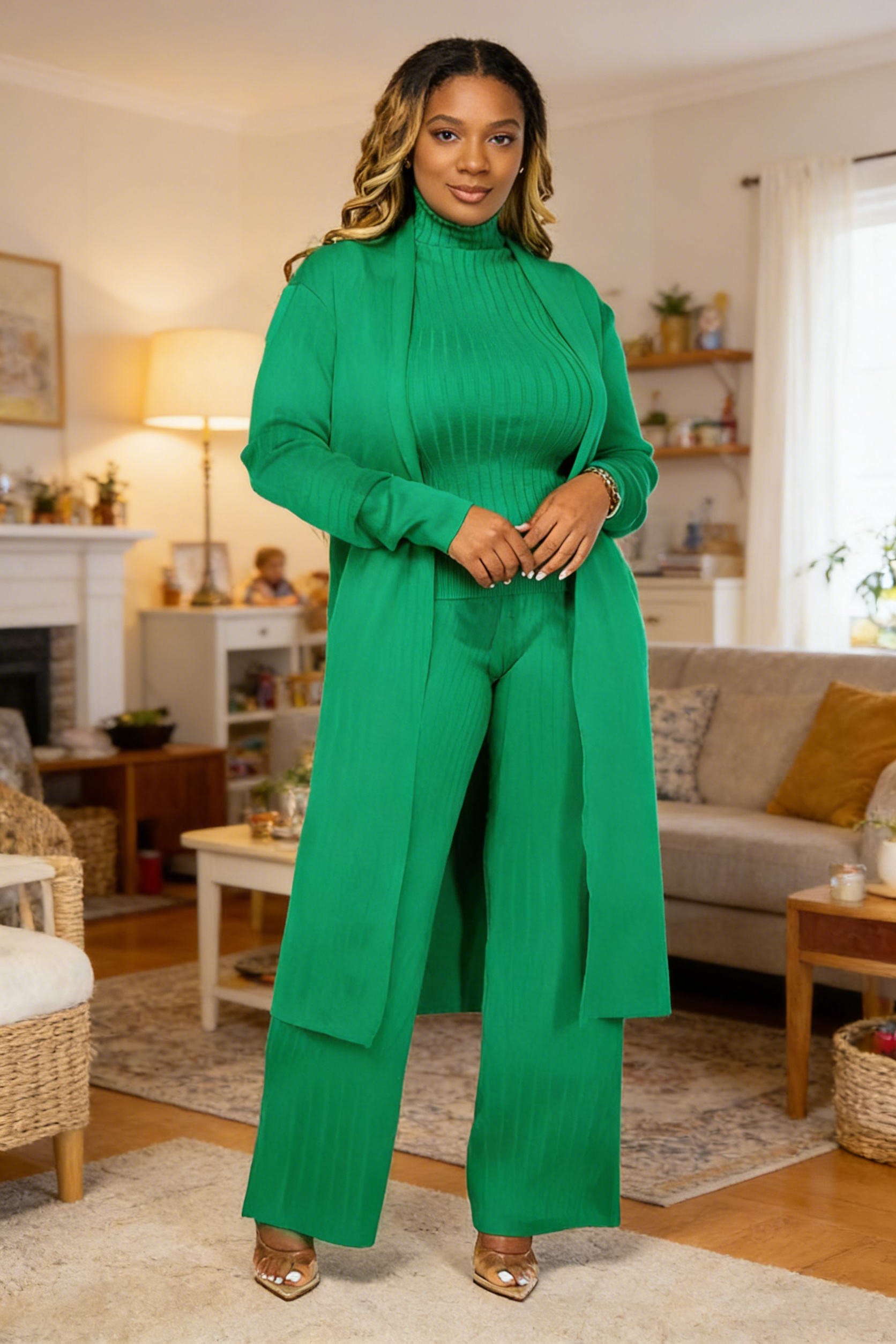 High Collar Loose Three-Piece set