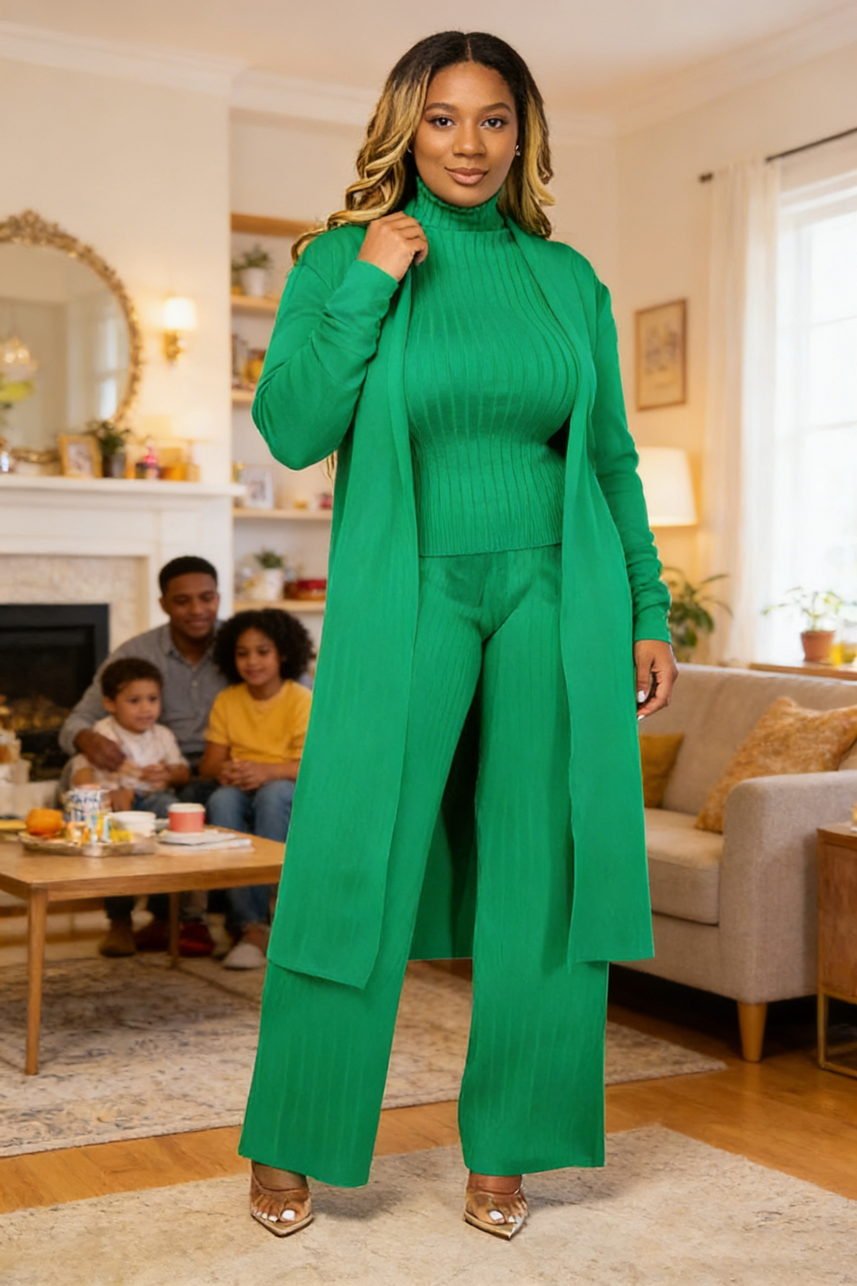 High Collar Loose Three-Piece set