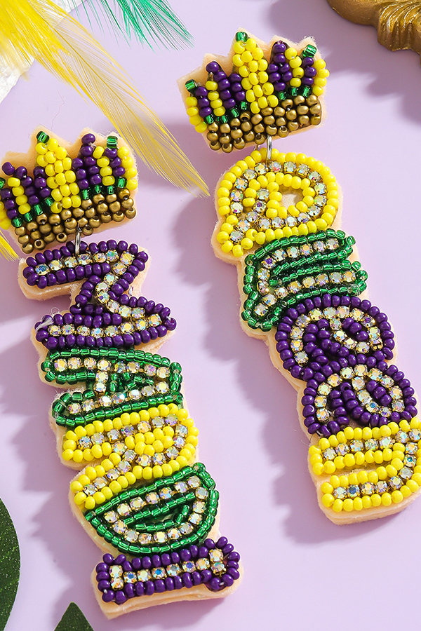 Mardi Gras Handmade QUEEN Crown Earrings