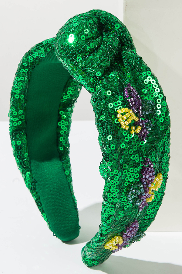 Stylish Mardi Gras Sequin Knot Headband