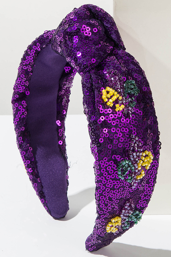 Stylish Mardi Gras Sequin Knot Headband
