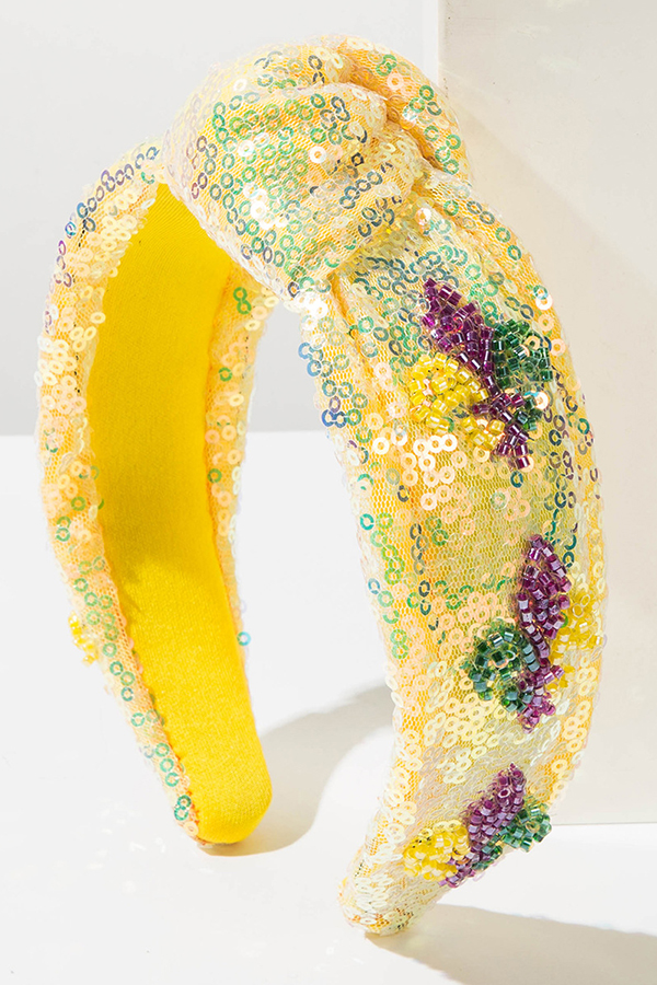 Stylish Mardi Gras Sequin Knot Headband