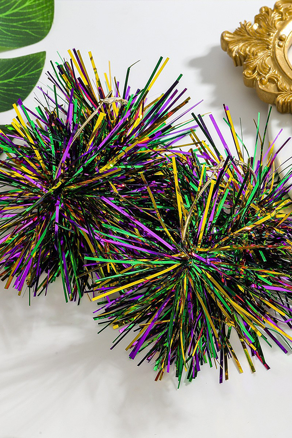 Mardi Gras Colorblocked Tassel Earrings