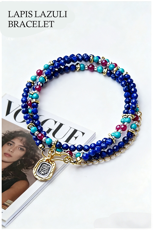 Natural Lapis Lazuli Beaded Bracelet