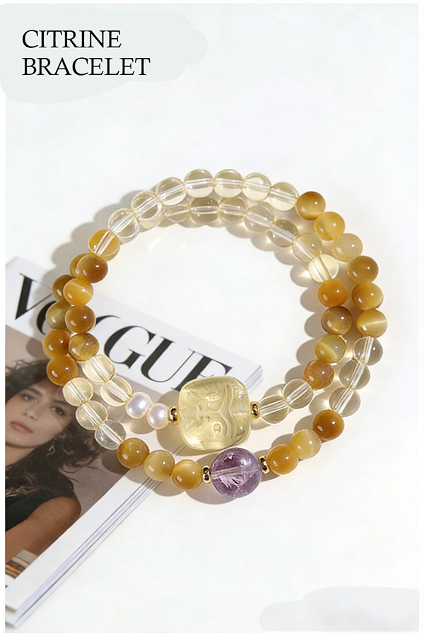 Natural Citrine Double-strand Beaded Bracelet