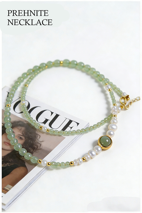 Natural Prehnite Pearl Chalcedony Bracelet