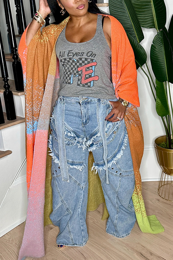 Stylish Layered Frayed Studded Heavy Duty Jeans