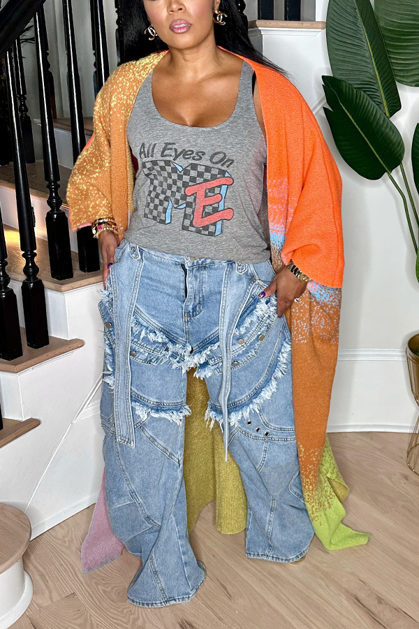 Stylish Layered Frayed Studded Heavy Duty Jeans