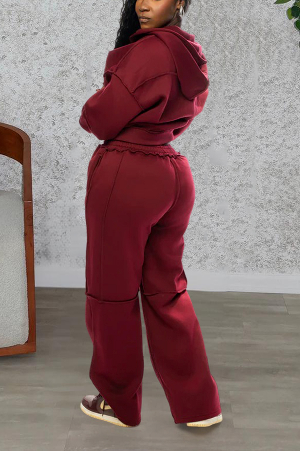 Stylish Hooded Cropped Jacket & Lounge Pants Set