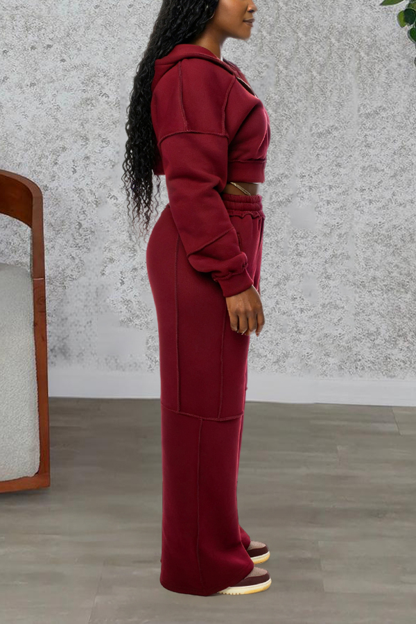 Stylish Hooded Cropped Jacket & Lounge Pants Set