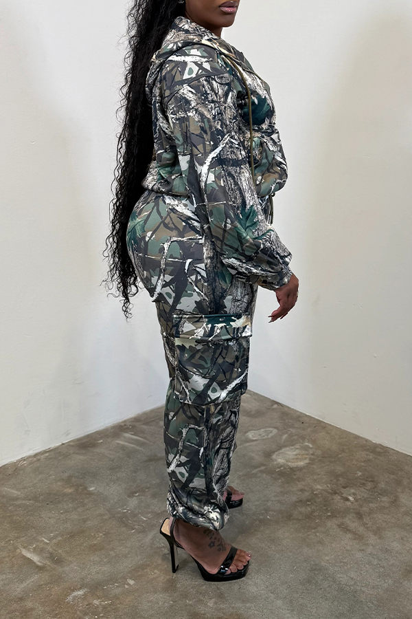 Stylish Graphic Print Jacket & Pants Set