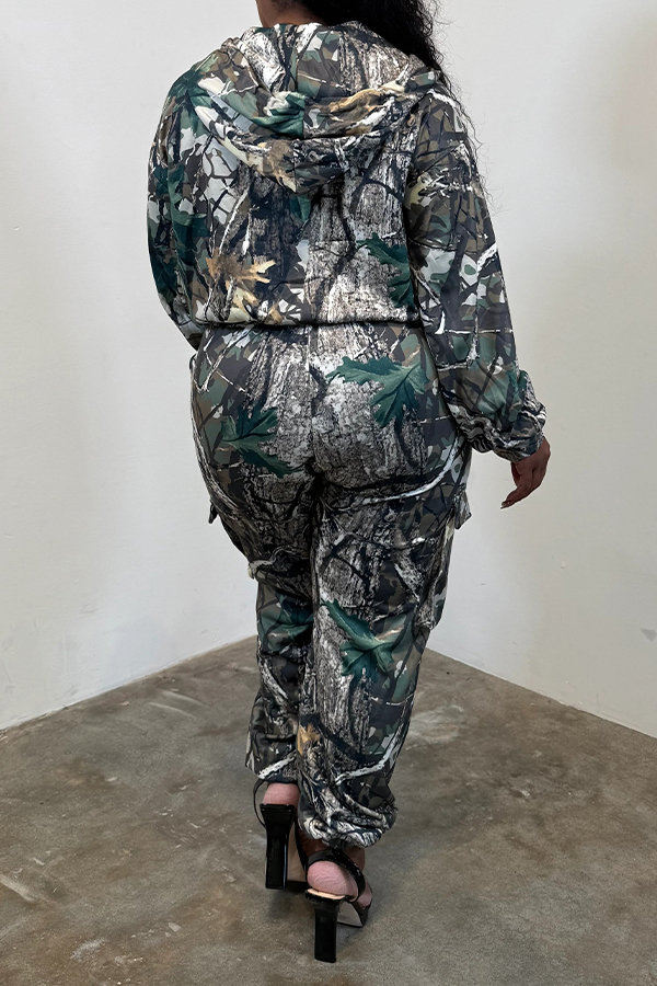 Stylish Graphic Print Jacket & Pants Set