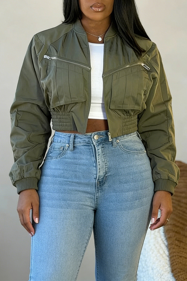 Stylish Open Front Crop Jacket