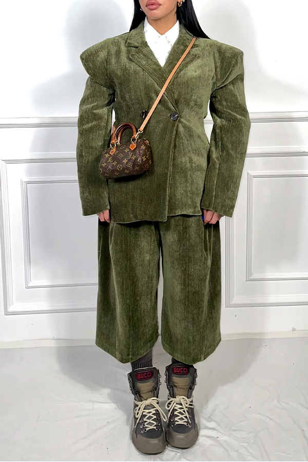 Stylish Drop Shoulder Blazer & Bermuda Shorts Set