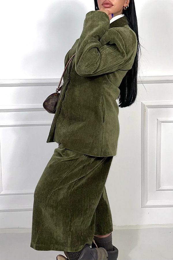 Stylish Drop Shoulder Blazer & Bermuda Shorts Set