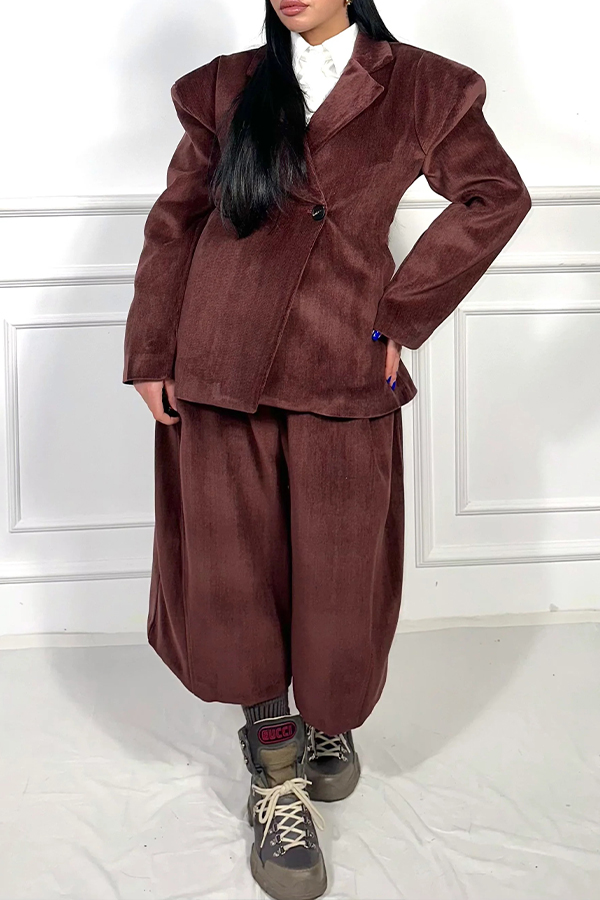 Stylish Drop Shoulder Blazer & Bermuda Shorts Set