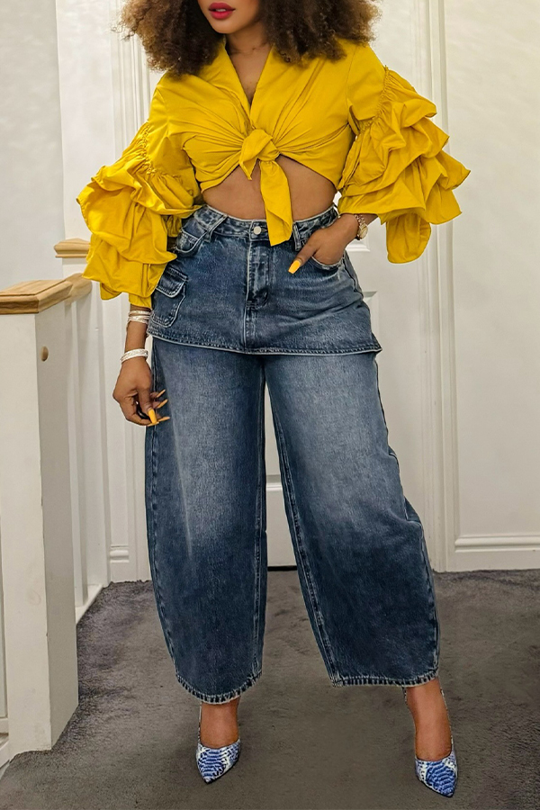 Stylish Pockets Tapered Leg Jeans