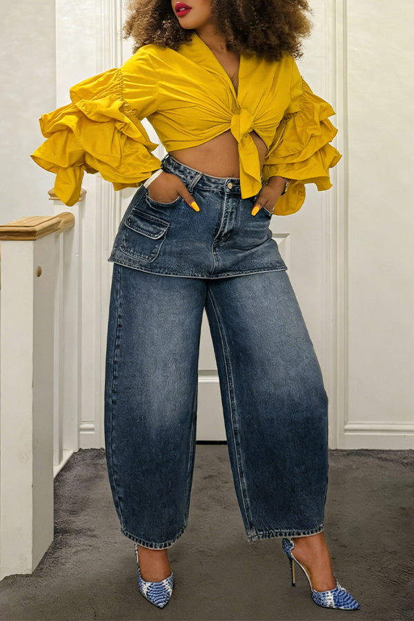 Stylish Pockets Tapered Leg Jeans