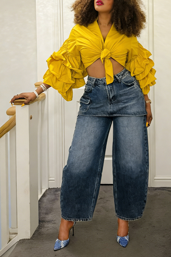 Stylish Pockets Tapered Leg Jeans