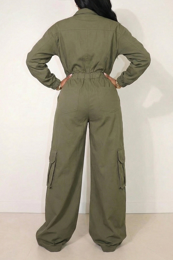 Stylish Flap Pocket Button Up Jumpsuit