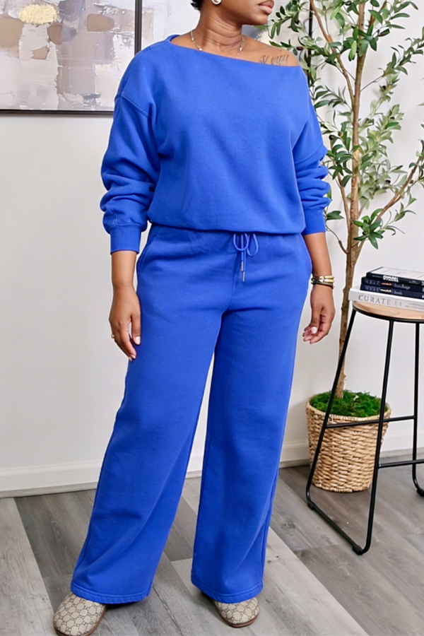 Cozy Oblique Neck Top & Pants Set