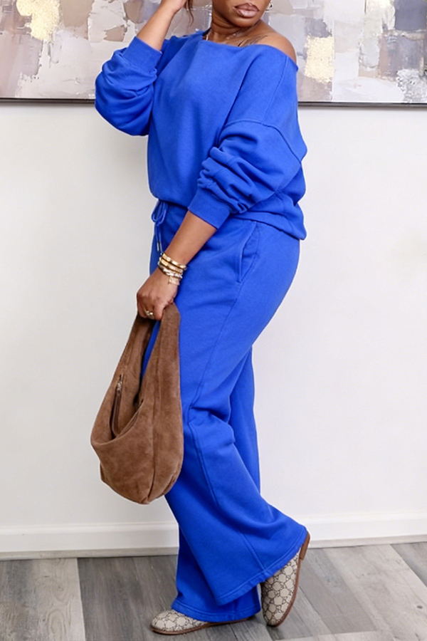 Cozy Oblique Neck Top & Pants Set