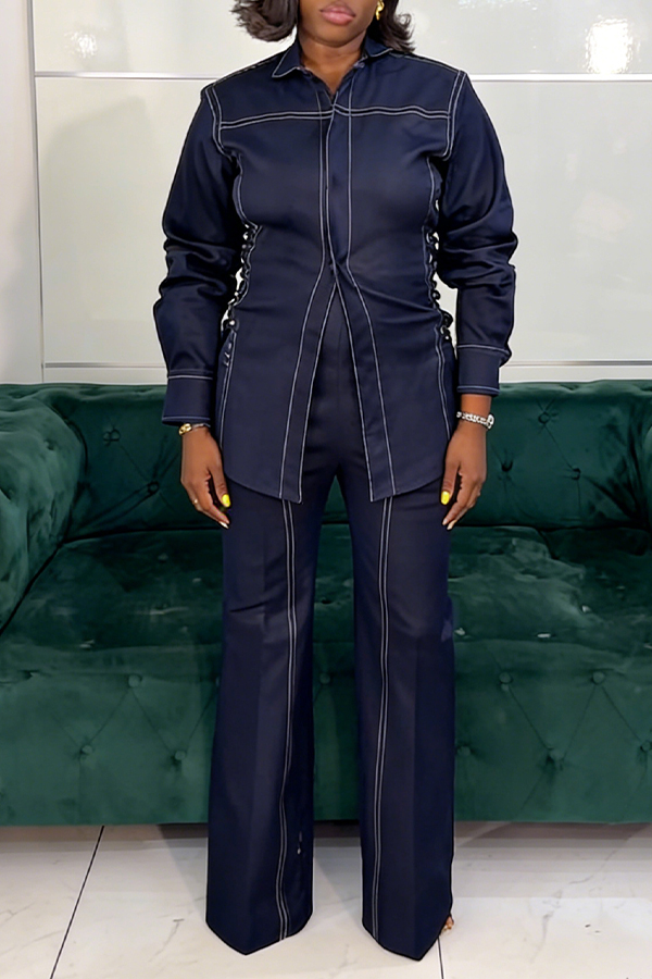 Chic Lace Up Top & Pants Set