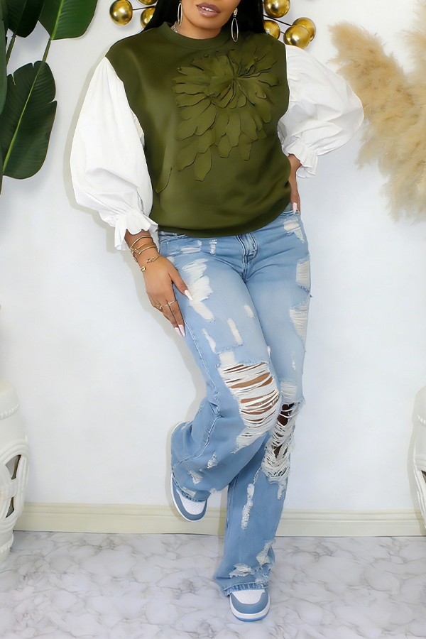 Chic Puff Sleeve Oversize Sweatshirt