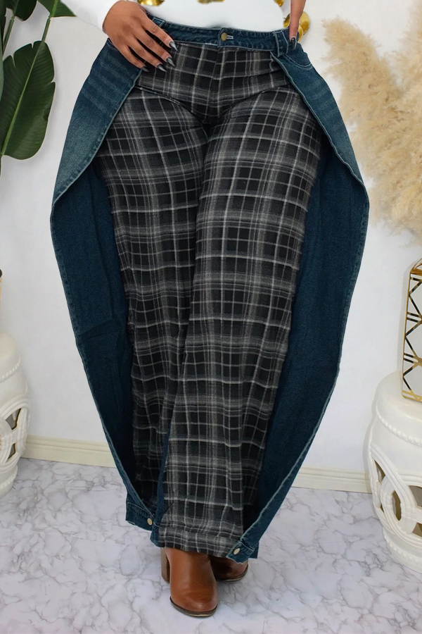 Stylish Versatile Flipside Denim Plaid Pants