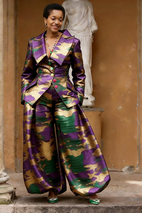 Stylish ColorBlock Blazer & Pants Set