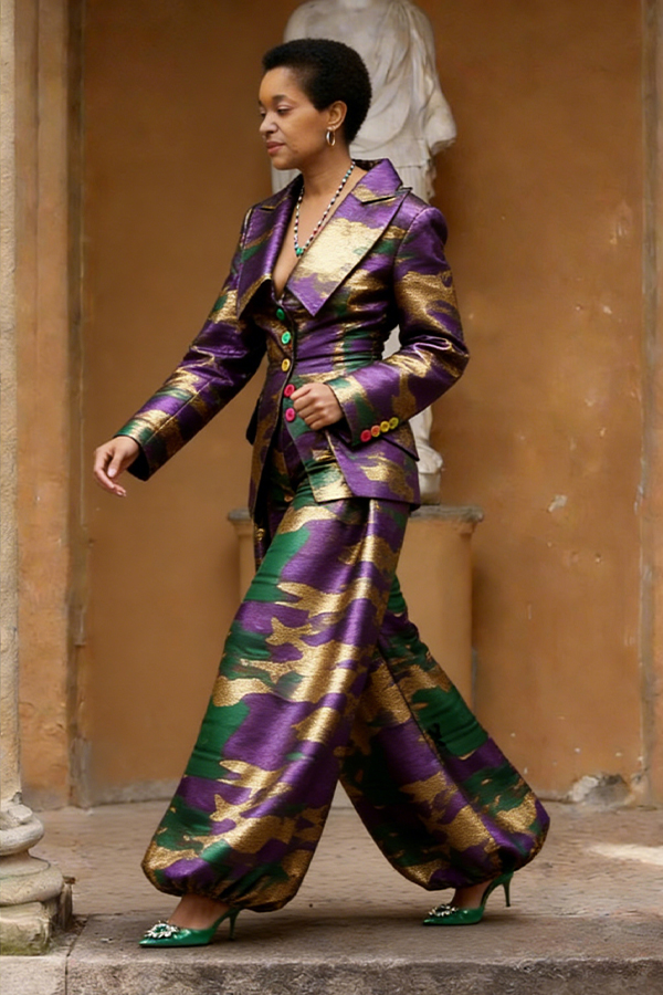 Stylish ColorBlock Blazer & Pants Set