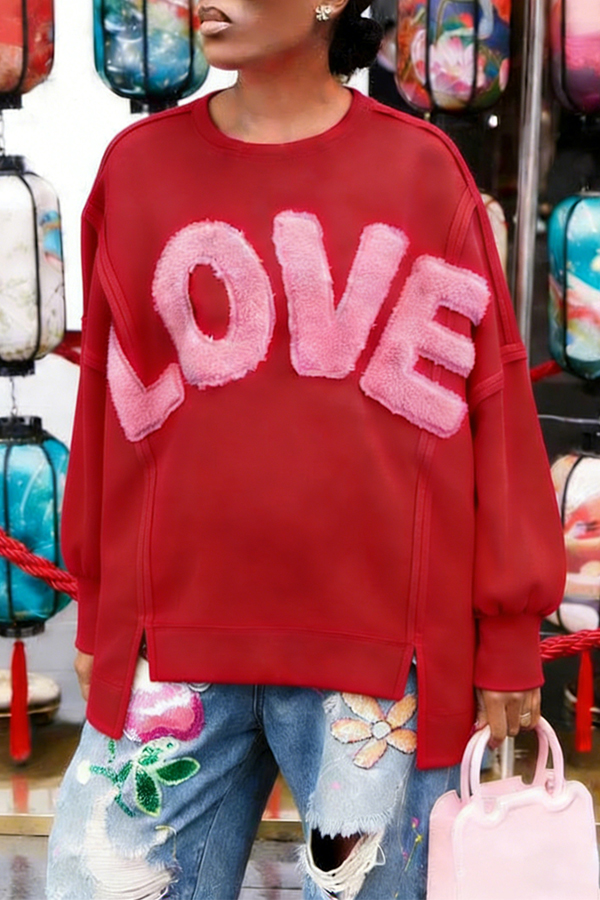 Casual Round Neck Letter Graphic Top