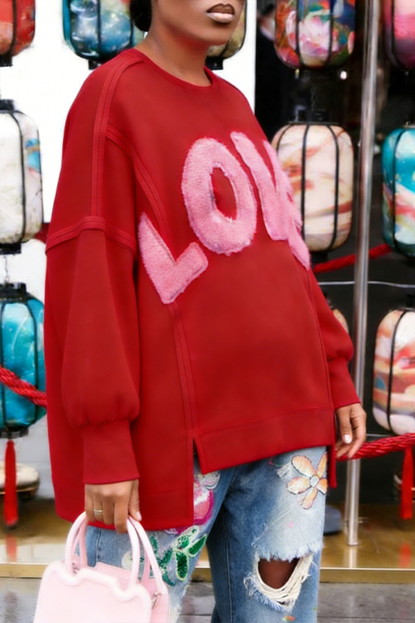 Casual Round Neck Letter Graphic Top