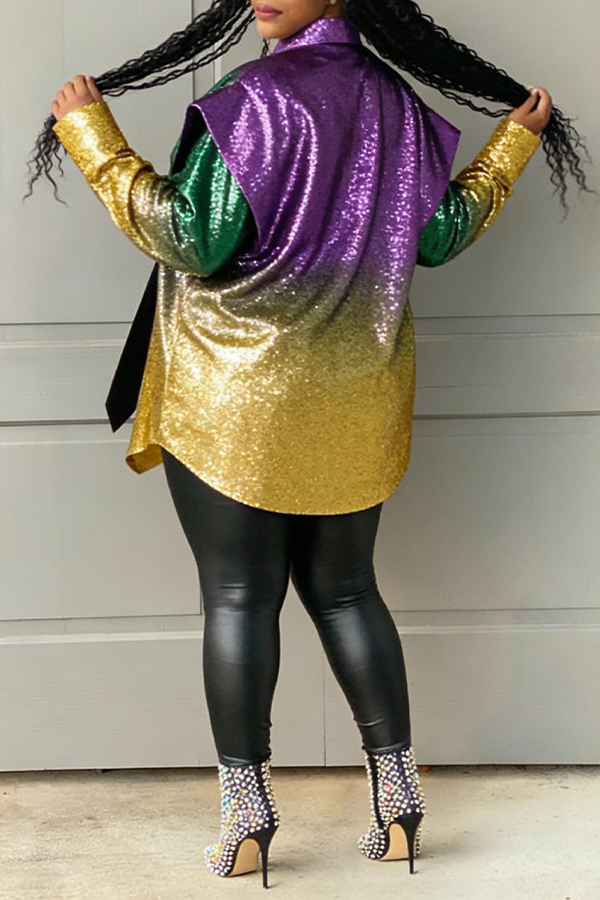 Colorful Shirt Neck Exaggerated Shoulder Design Shirt