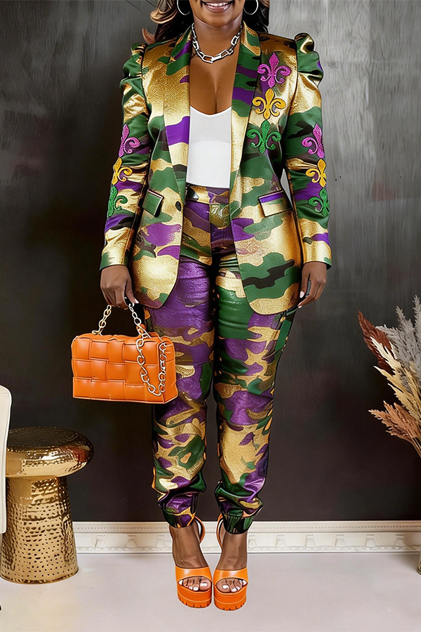 Colorful Peak Collar Colorblock Blazer