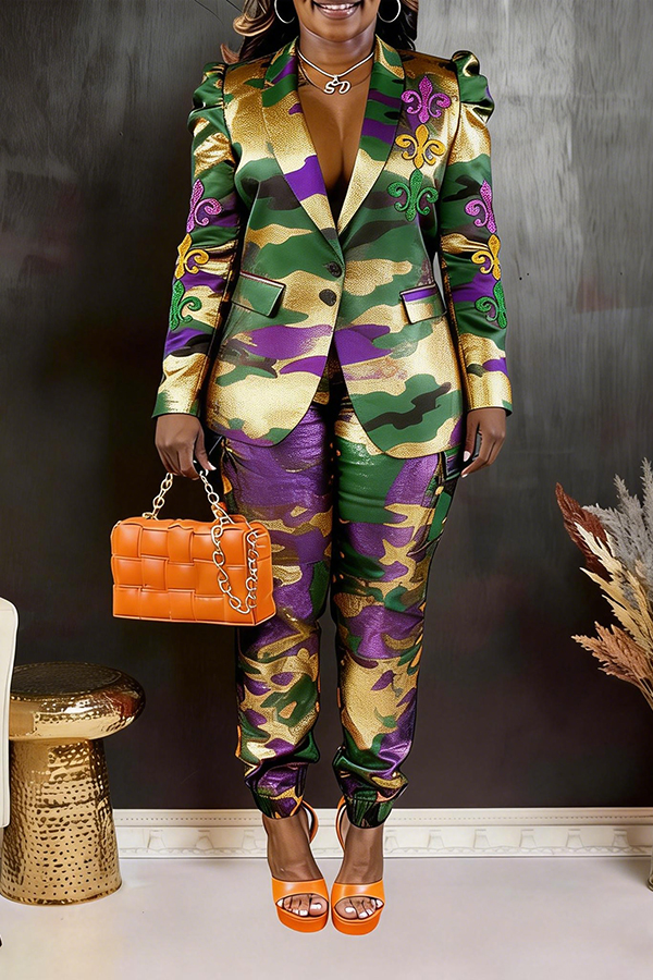 Colorful Peak Collar Colorblock Blazer