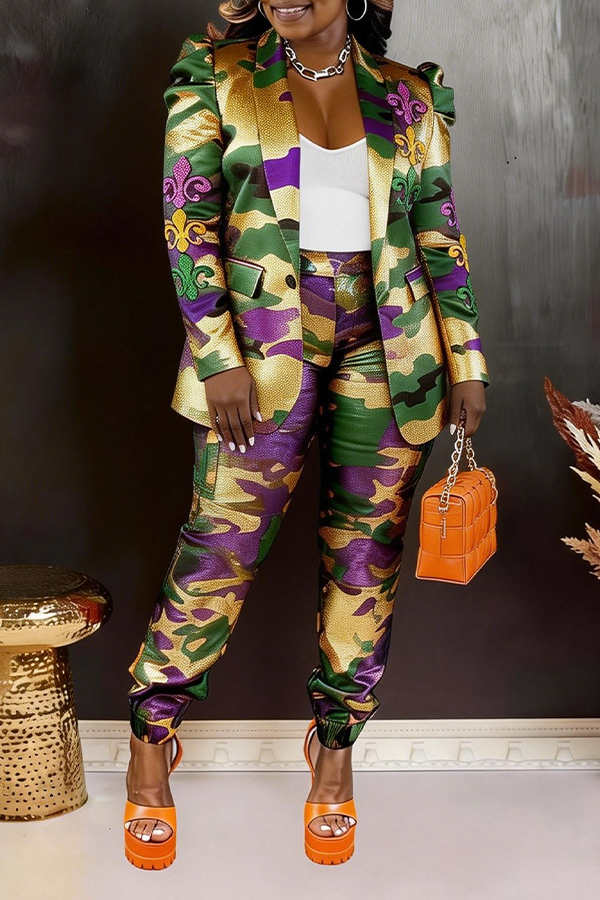 Colorful Peak Collar Colorblock Blazer