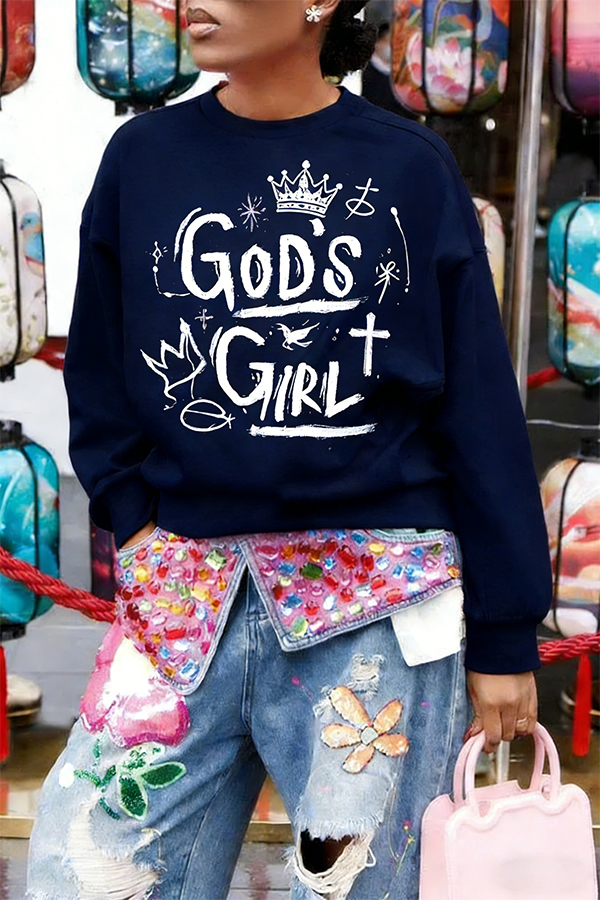 Stylish God Girl Graffiti Sweatshirt