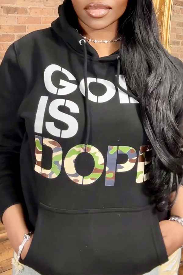 Stylish God Is Dope Camouflage Hoodie