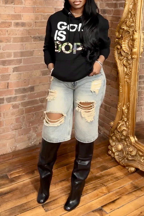 Stylish God Is Dope Camouflage Hoodie