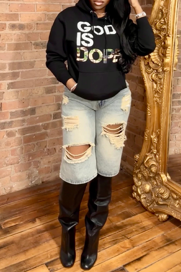 Stylish God Is Dope Camouflage Hoodie