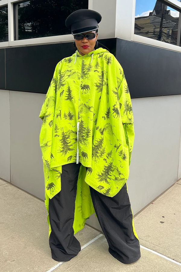 Lightweight Lace Up Animal Print Neon Hooded Poncho