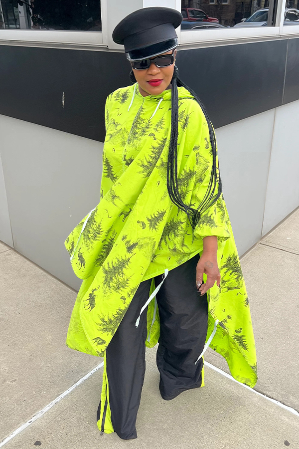 Lightweight Lace Up Animal Print Neon Hooded Poncho