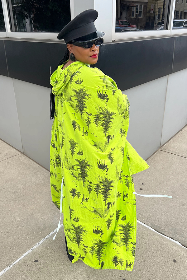 Lightweight Lace Up Animal Print Neon Hooded Poncho