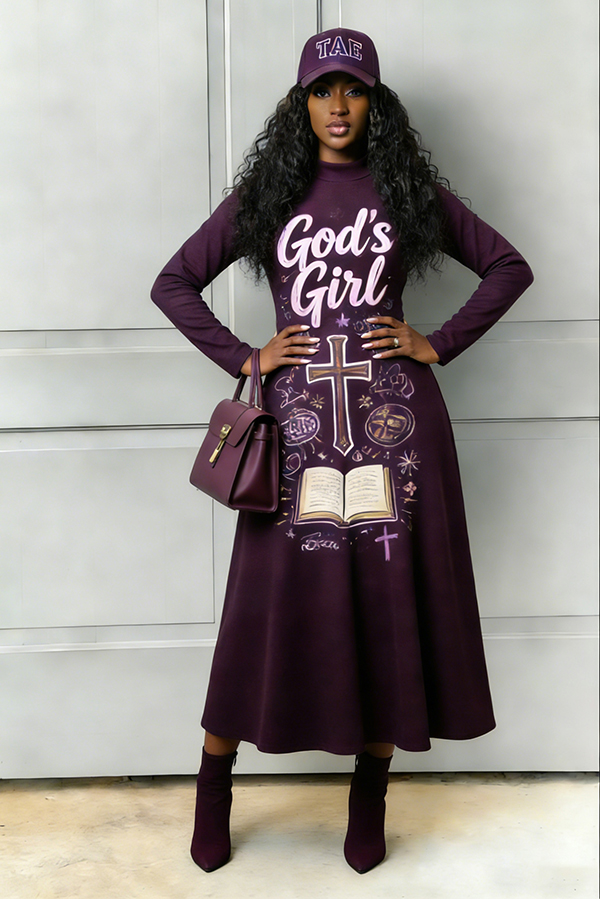 Chic Letter & Figure Graphic Dress